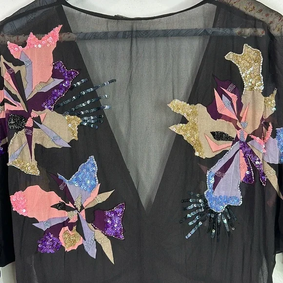 All Saints spitalfields sequin 100% silk sheer mini dress size 14 - Picture 8 of 11